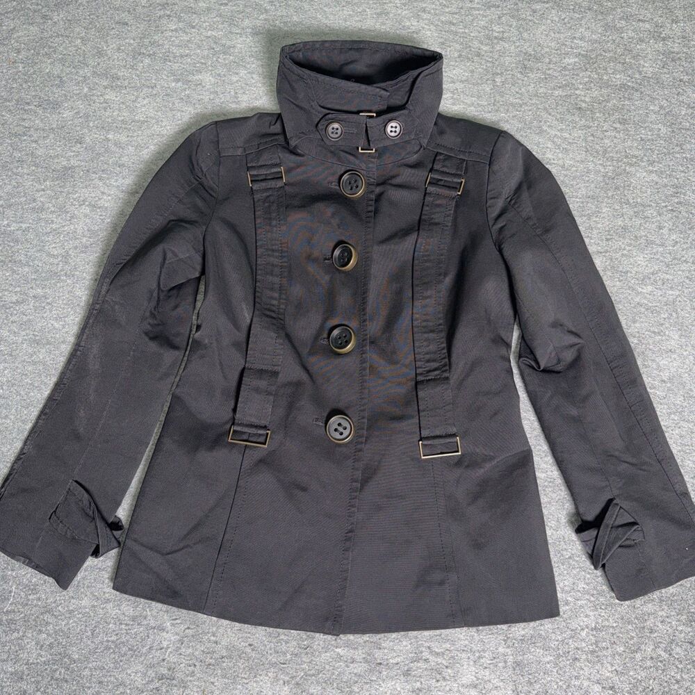 Zara Basic stand-collar trench Black - Size S